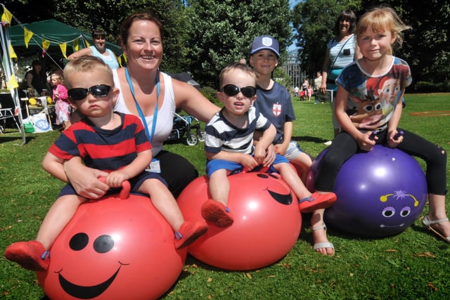 Mowbray Park was the venue for the 2014 Change 4 Life signing up session with lots of fun activities for children.
Two-year-old twins Joe and Alex Dunbar, are pictured with Help Improvement Practitioner Laura Cassidy. They were joined by Leon Aiken-Saville and Lacey Donaldson.