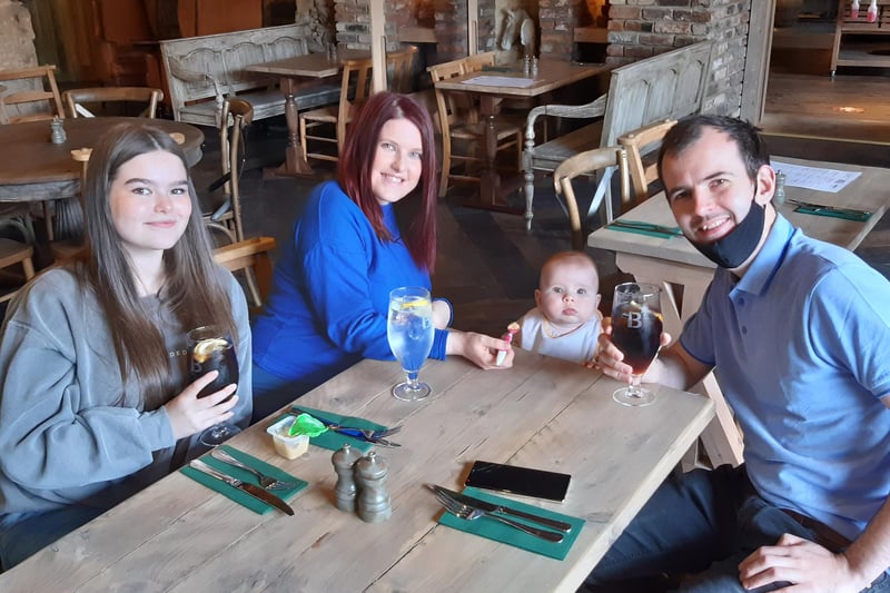 Hannah Marshall, Emma Marshall, James Kelly and seven-month-old Lily Kelly popped into The Dirty Bottles while on a day trip from Gateshead.