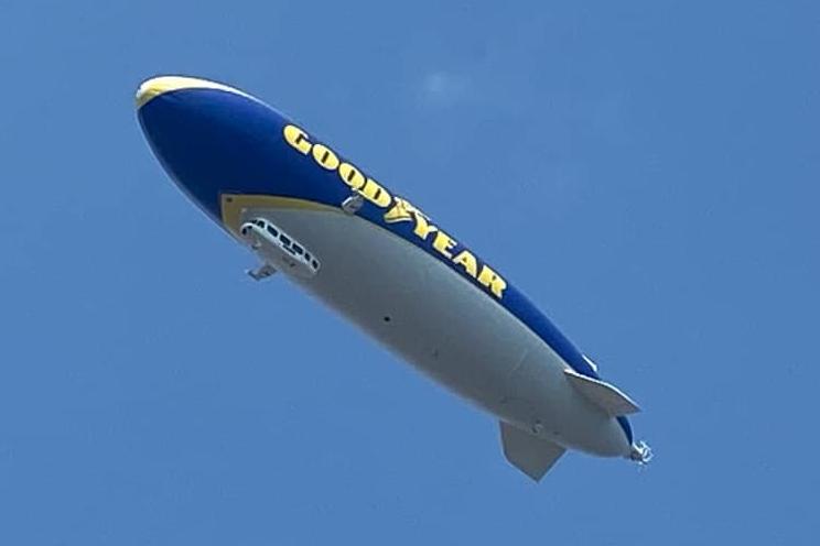 A low angle of the blimp flying over Portsmouth on Thursday, July 1. Picture: James Harding