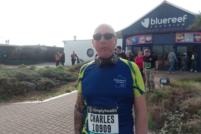 Charles Peach, 55, did the run for the Alzheimer's Society in memory of his mother, Gladis, who died from the condition in 2016.