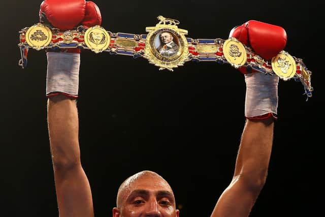 Born-again Bradley Skeete pictured with the British welterweight title in 2017 (photo by Ben Hoskins/Getty Images).
