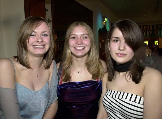 From left, Afra Slack, Rachel Green and Anna Winnell at the High Storrs School Sixth Form prom at Baldwin's Omega on July 3, 2003