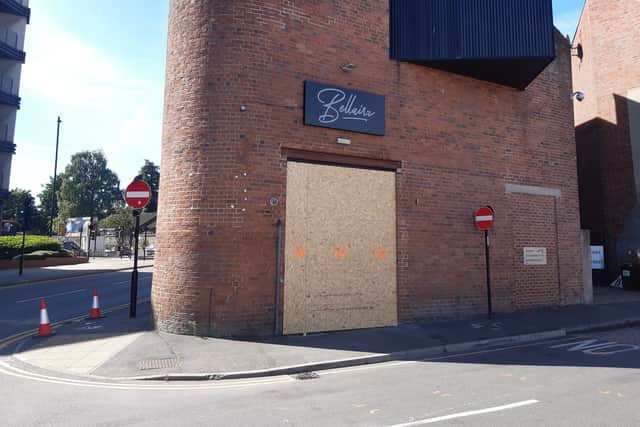 Bosses of Sheffield’s Bellairz nightclub say they do not know when they can to re-open after a car crashed through its frontage. Pictured is the boarded up front of the club