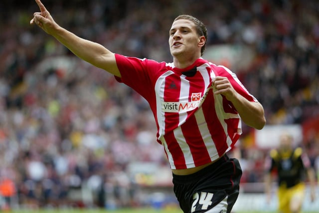 A youthful-looking Billy Sharp celebrates one of his hat-trick goals against QPR in August 2008.