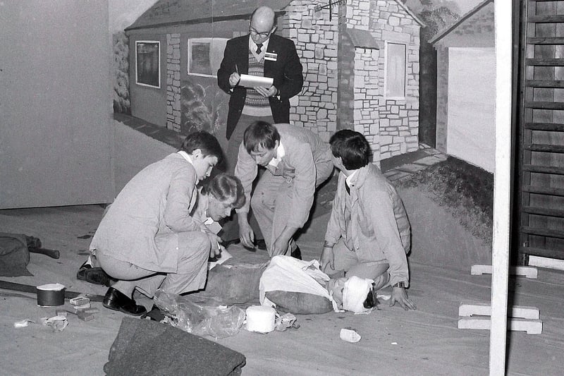 Competition time in 1981 for Sutton Colliery's Junior First Aid team.