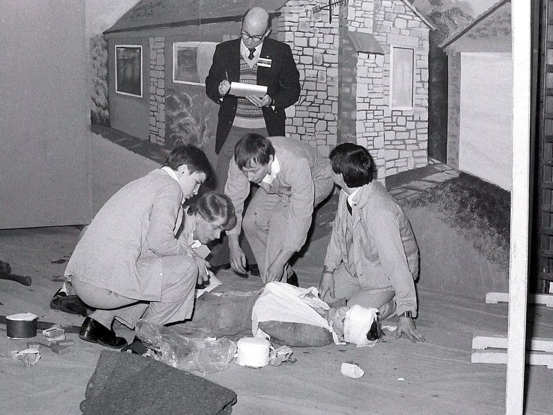Competition time in 1981 for Sutton Colliery's Junior First Aid team.