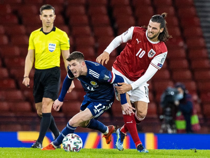 Scotland's brightest spark in final third. Regularly came out with the ball despite being surrounded by Austria shirts. Should have had a penalty, and should have scored in the first half after being set up by Dykes in box.