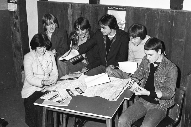 Youngsters with the Southwick youth project sailed across the North Sea to Europe in 1980.  They were pictured planning their route. Can you spot someone you know?