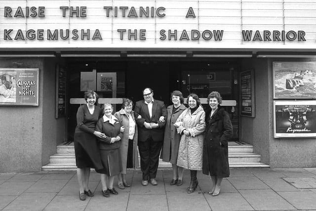 Two families of staff at the Odeon Cinema in 1981 and they are (left to right): Rose Ramsay, Jessie Patterson, Valerie Souter, Billy Souter, Brenda Defty, Ann Wilson  and Irene Cryan. Did you know them?