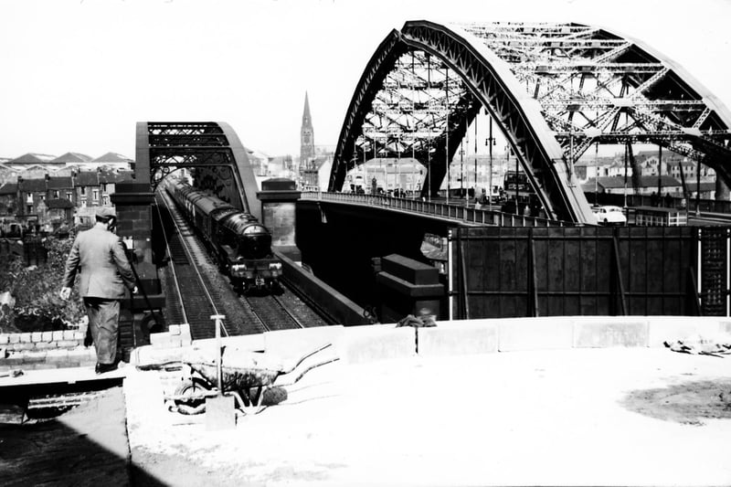 Sunderland road and rail bridges in 1958. Photo: Bill Hawkins.