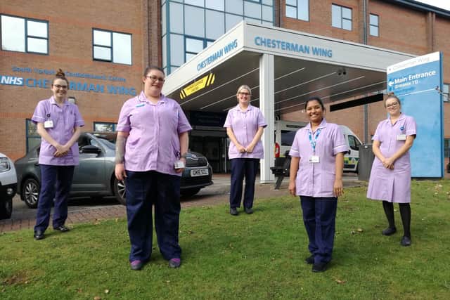 Pictured are five of the new nurses, Holly Turner, Angela Robinson, Louise Money, Rakhi Mariam George and Rebecca Matthews, after Sheffield Teaching Hospitals recruited over 300 nurses