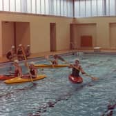 Lady Mabel College students practise their kayaking skills in the pool at Wentworth Woodhouse, which has now been demolished to make way for a visitor car park. Copyright: Lady Mabel Archive
