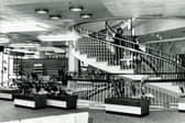 The famous spiral staircase in the Brightside & Carbrook Co-op Store, Castle House, Sheffield, in 1964