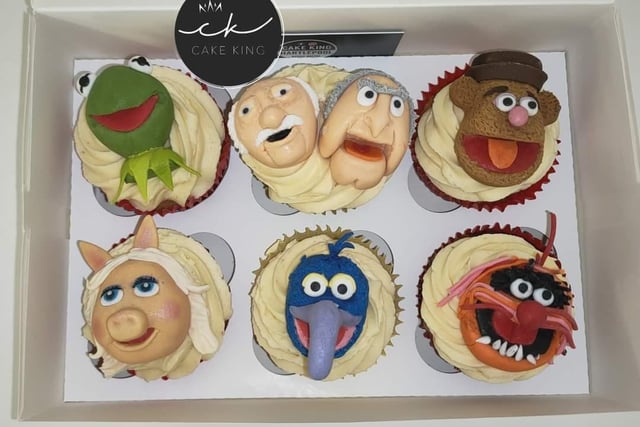 Josh also makes cup cakes including these featuring completely edible Muppet characters.