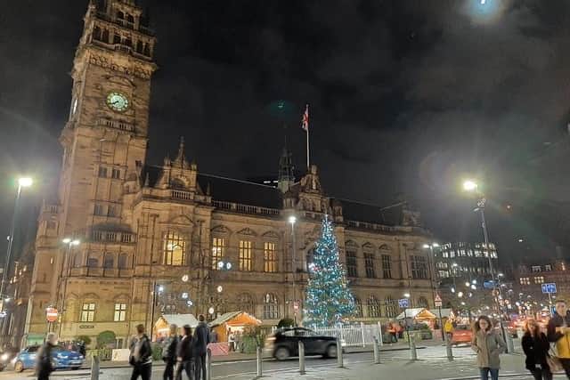A budget of £90,000 pays for the 40 metre high tree outside the Town Hall, the lights and a giant present and bauble in the Peace Gardens.