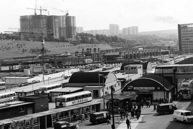 The central bus station at Sheffield pictured in August 1969 (Photo by Thompson/Fox Photos/Getty Images)