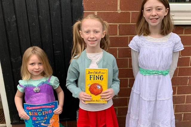 It's the Singing Mermaid, Myrtle Meek from Fing and Viola from Twelfth Night aka sisters Rebecca Ball, aged five, eight-year-old Jessica and Sophie, 10, from Beighton.