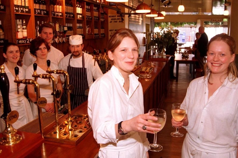 Staff at the All Bar One in Leopold Street in 1997 this side of the bar left to right bar manager Ruth Soloway and assistant manager Clare Image