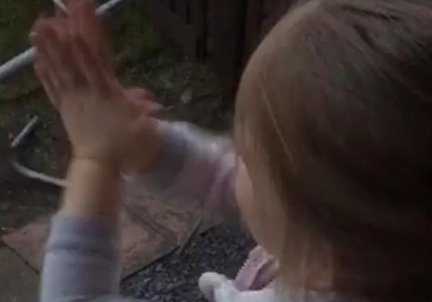 Hel Mel Goudie posted a video of a youngster showing her appreciation from their front door.