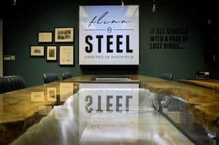 Elements of Sheffield wedding ring company Flinn & Steel's original workshop where each piece was first realised have been incorporated in the new premises, and there are nods to Sheffield’s manufacturing history with reclaimed pieces throughout