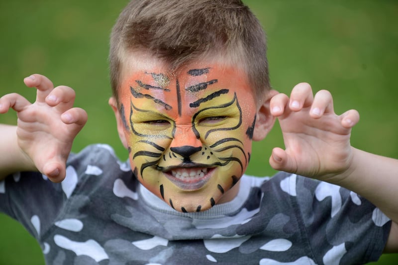 Carter Pillans, 5 had his face painted at the family fun event in Mowbray Park.