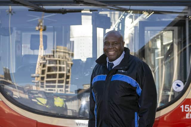 Linford Stephenson on his final day as a driver at First Bus after 44 years. Picture Scott Merrylees