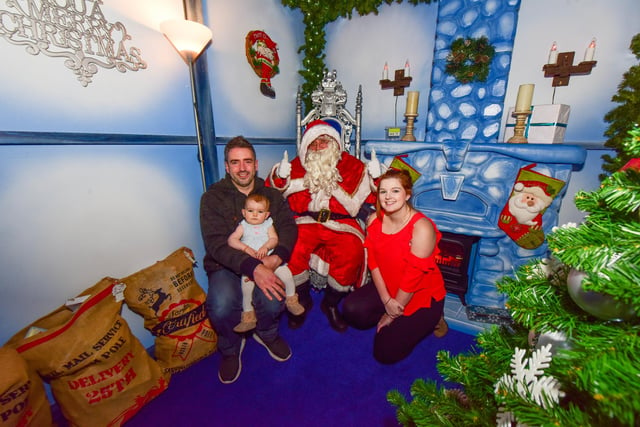 First in Santa's Grotto in 2017 was 8 month old Alice McBride with mum Lauren Precious and dad Daniel McBride.