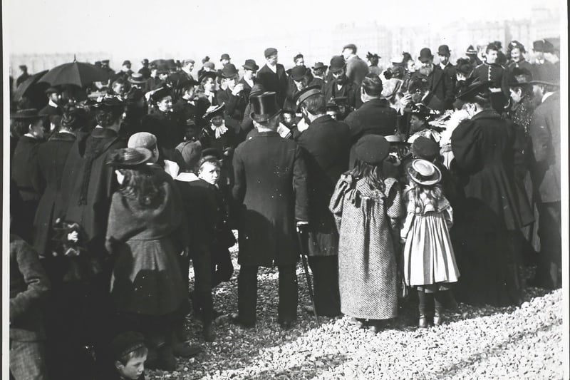 A crowd on Southsea Common in the 1890s. Photo by F. J. Mortimer/Hulton Archive/Getty Images
