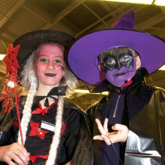 Jessica Highfield and Matthew Boyall both aged nine with their faces painted as witches back in 2000.