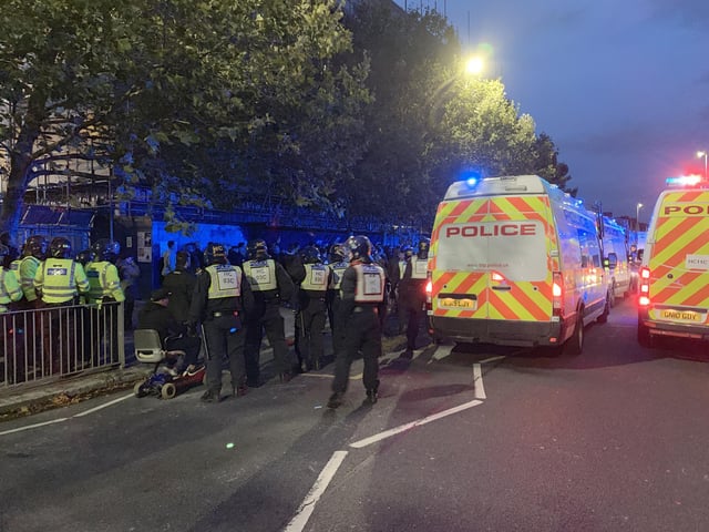 Police ran their 'biggest ever football operation' in Hampshire on September 24 as Pompey played Southampton at Fratton Park for the third round of the Carabao Cup.Pictured is: Police after the match where the Blues lost 4-0.Picture: Ben Fishwick (240919-9821)