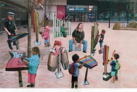 An artist's impression showing how the new Musical Pocket Park at Charter Square in Sheffield city centre will look when it opens on Saturday, May 27, at 11am