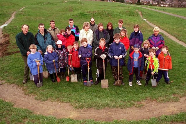 Grenoside Primary School pupils and parents joined forces with Sheffield Countryside Rangers to revamp the neglected BMX track at Grenoside Park, March 21, 1999