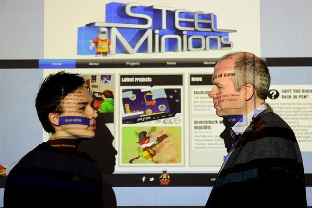 Dr Jake Habgood of Sheffield Hallam Uni and student Wesley in 2014. Sheffield has played a major part in the computer games industry which has grown into £bn industry.