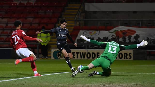 Reece James fires on goal against Crewe. Picture: Howard Roe/AHPIX