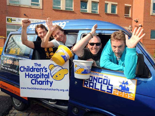 'Yak Street Boys', left to right, Matt Thompson, Paul Fowler, Andy Hardy and Paul Hughes, who are driving 10,000 miles from Sheffield to Mongolia to raise funds for the Sheffield Children's Hospital Charity, on June 23, 2009