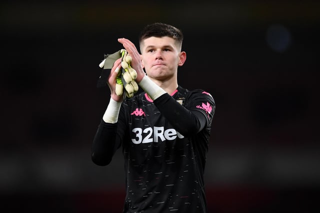 Illan Meslier of Leeds United applauds the travelling fans following his side's defeat during the FA Cup third round against between Arsenal at the Emirates Stadium on January 06, 2020.