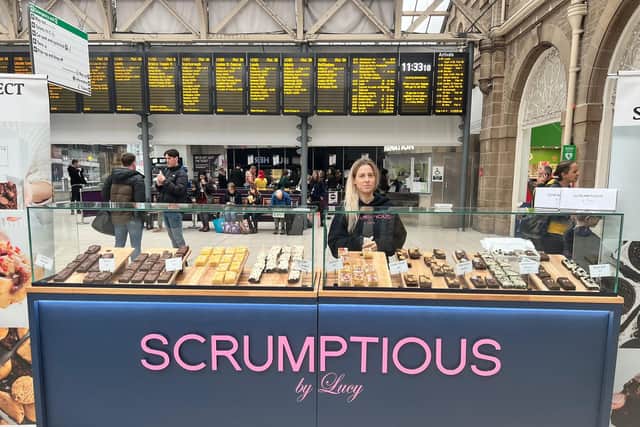 Chocolate brownie maker Lucy Foley is creating jobs after landing the best pitch in Sheffield in MIdland Station entrance hall which sees 10m passengers a year.
