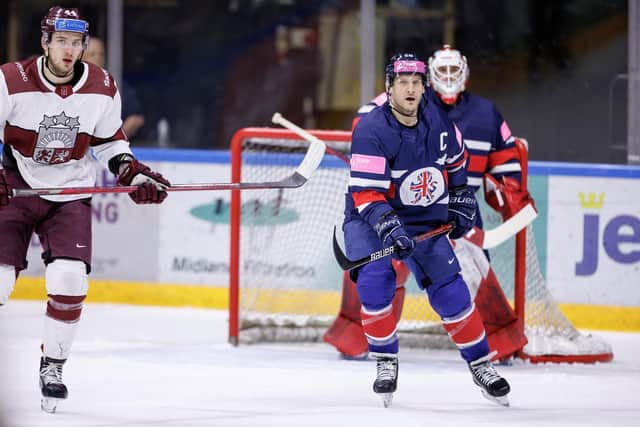 Jonathan Phillips in action against Latvia. Picture: Andy Burnham
