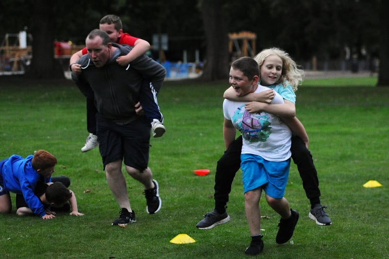 There was a bit of a carrying carry on going on in Zetland Park during Deanburn Judo Club's outdoor fitness session