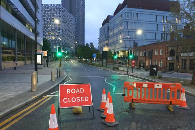 Arundel Gate in Sheffield city centre is closed in both directions this morning (Photo: Alastair Ulke)