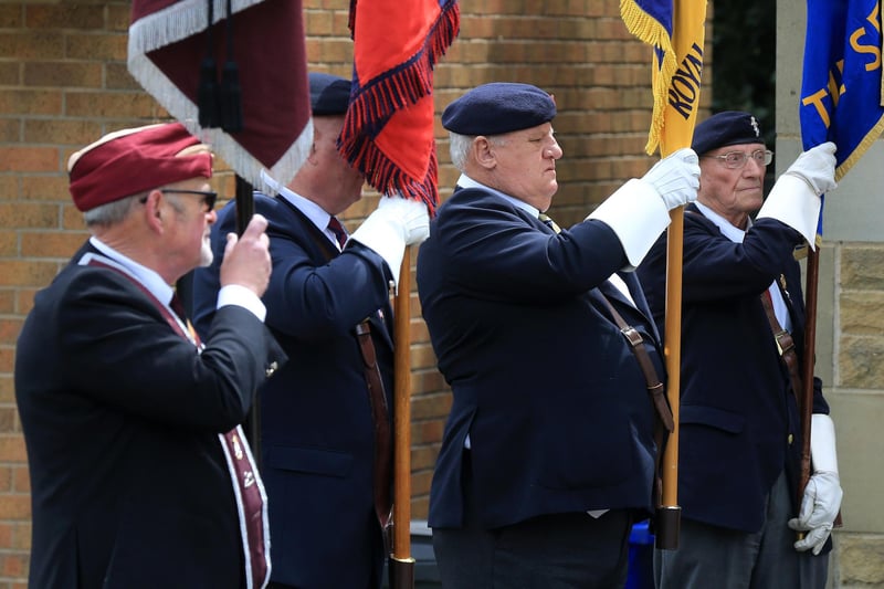 Standard bearers at the funeral of D-Day veteran Douglas Parker at Christ Church, Hackenthorpe
