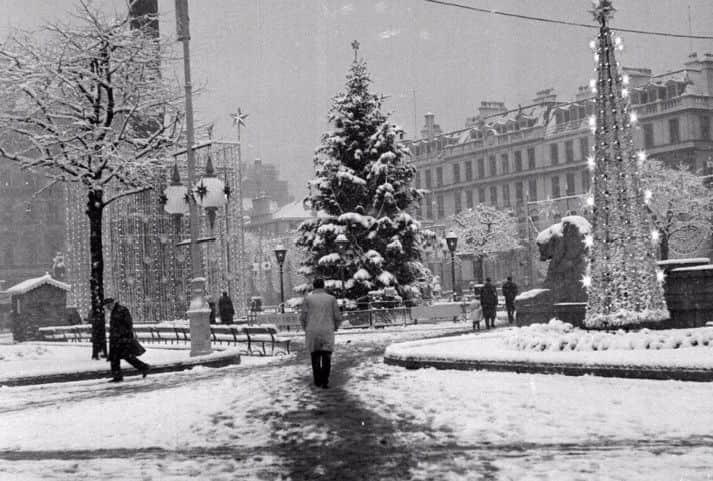 George Square, covered in snow during the 1962 festive season.