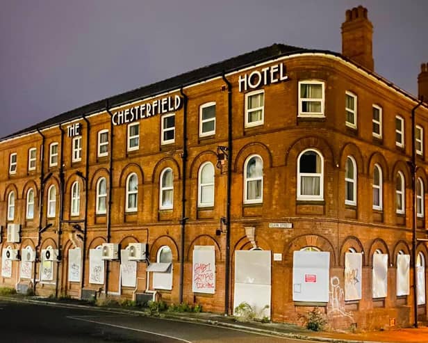 The boarded-up hotel faces demolition imminently.