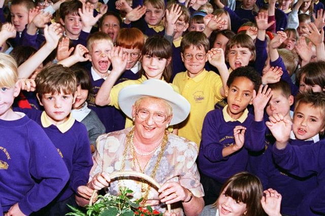 Doncaster Mayor Shelia Mitchinson was once a teacher at Intake Primary School - she is visiting in 1997.