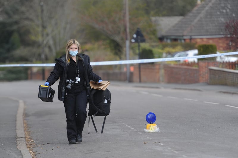 Officers have been spotted at the scene carrying out their investigations.