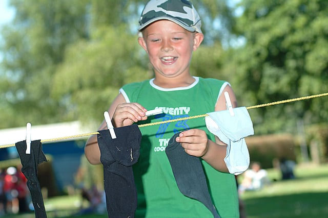 One of the races at Ryton Park School's sports day at The Canch, Worksop, involved having to collect and peg out socks. Does anyone recognise this competitor?