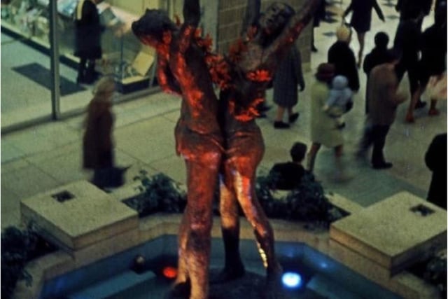 The Lovers' Statue was a meeting place in the Arndale Centre. The risque sclupture is now in Waterdale.