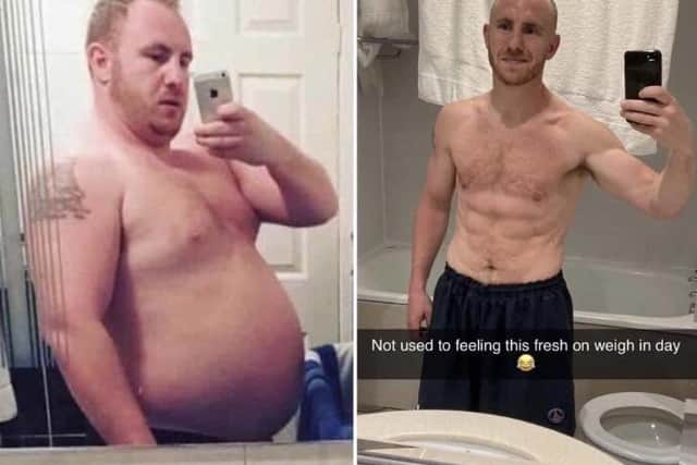 John before and after his weight loss transformation.