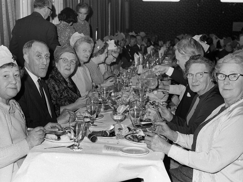 Can you spot any of your relatives at this pensioners' dinner in 1969?