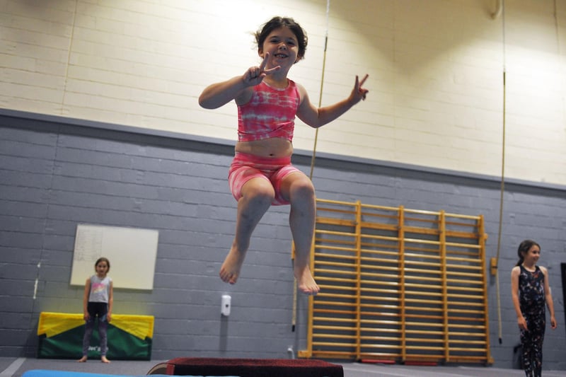 Bouncing around at the Falkirk Commmunity Trust's summer gymnastics camp